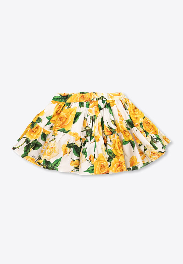 Girls Tiered Floral Skirt
