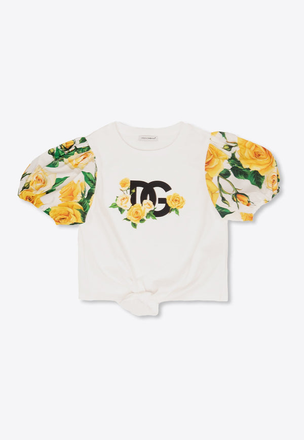 Girls Paneled Floral T-shirt