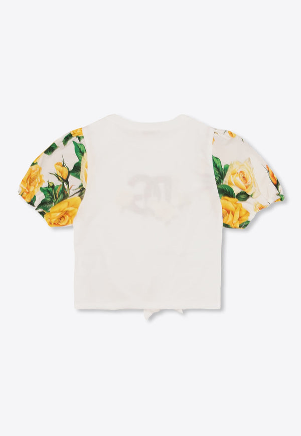 Girls Paneled Floral T-shirt