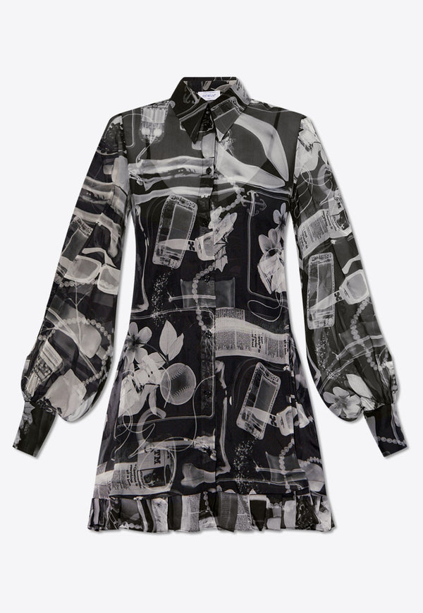 X-ray Print Mini Shirt Dress