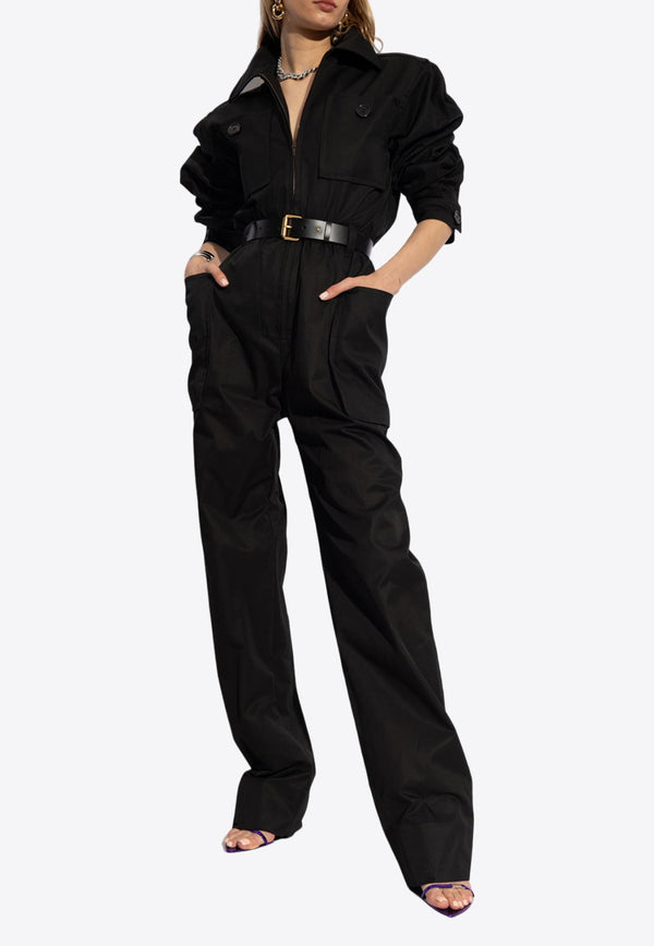 Belted Long-Sleeved Jumpsuit