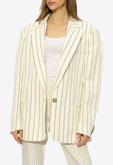 Pinstriped Single-Breasted Blazer