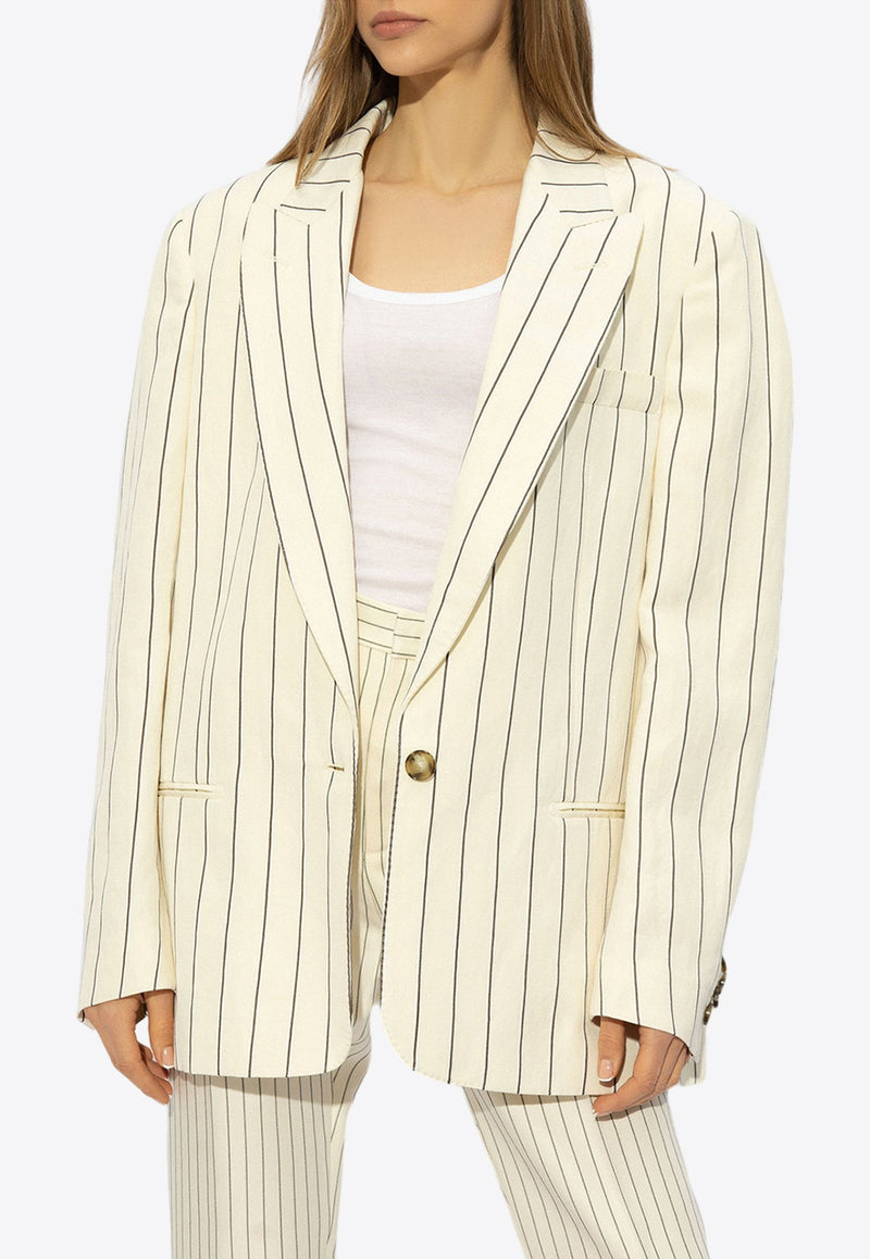 Pinstriped Single-Breasted Blazer