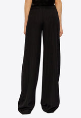 Pinstriped Wide-Leg Pants