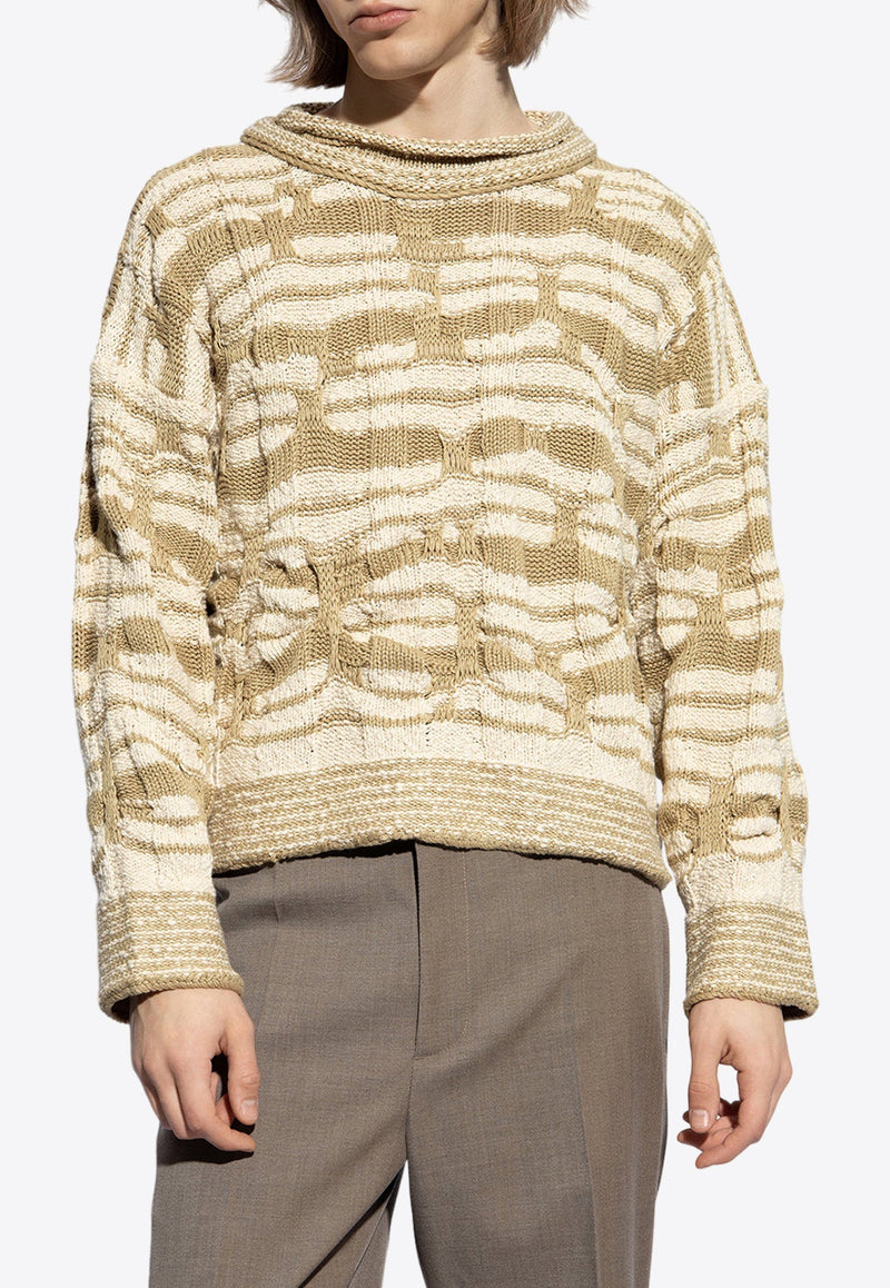 Distorted Stripe Knitted Sweater