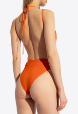 Backless V-neck One-Piece Swimsuit