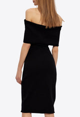 Textured Nylon Off-Shoulder Dress