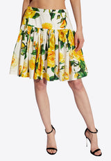 Rose Print Pleated Mini Skirt