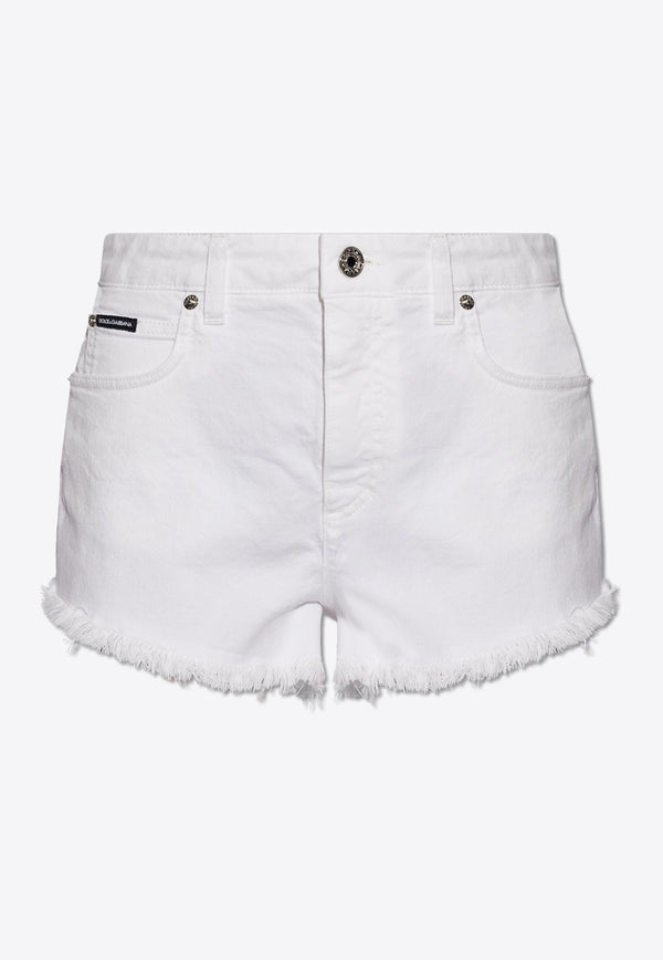 High-Waist Frayed Denim Shorts