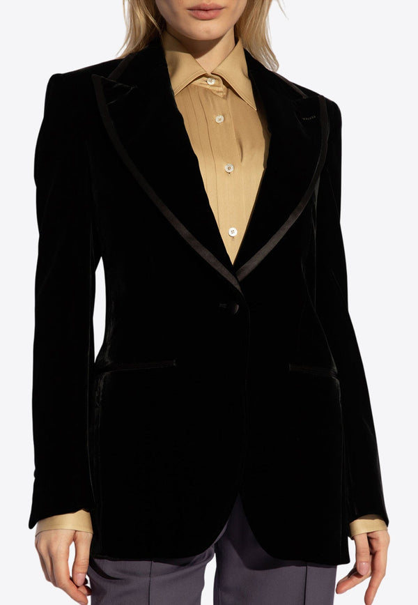 Single-Breasted Velvet Blazer