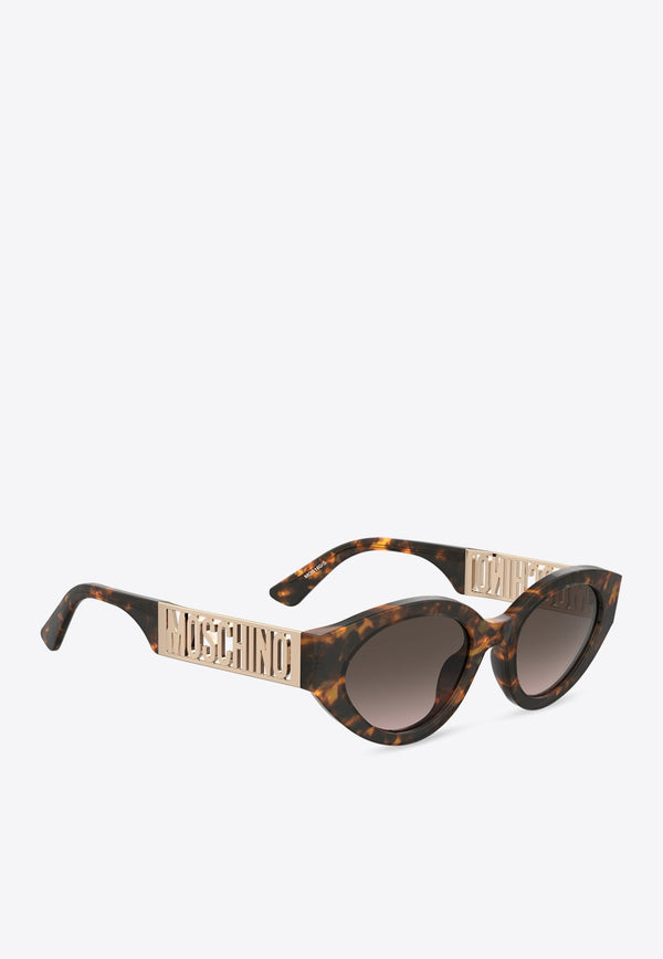 Logo Lettering Oval-Shaped Sunglasses