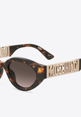 Logo Lettering Oval-Shaped Sunglasses
