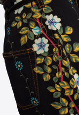 Floral Print Wide-Leg Jeans