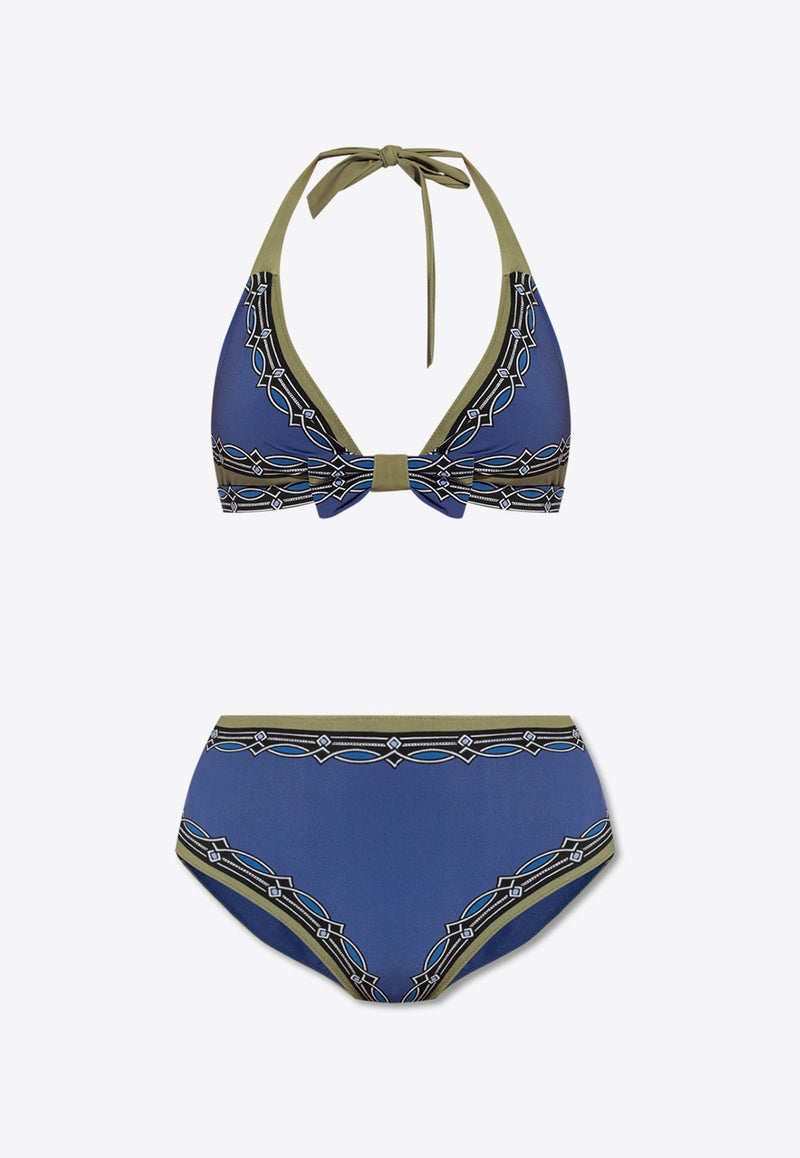 Graphic Print Halterneck Bikini