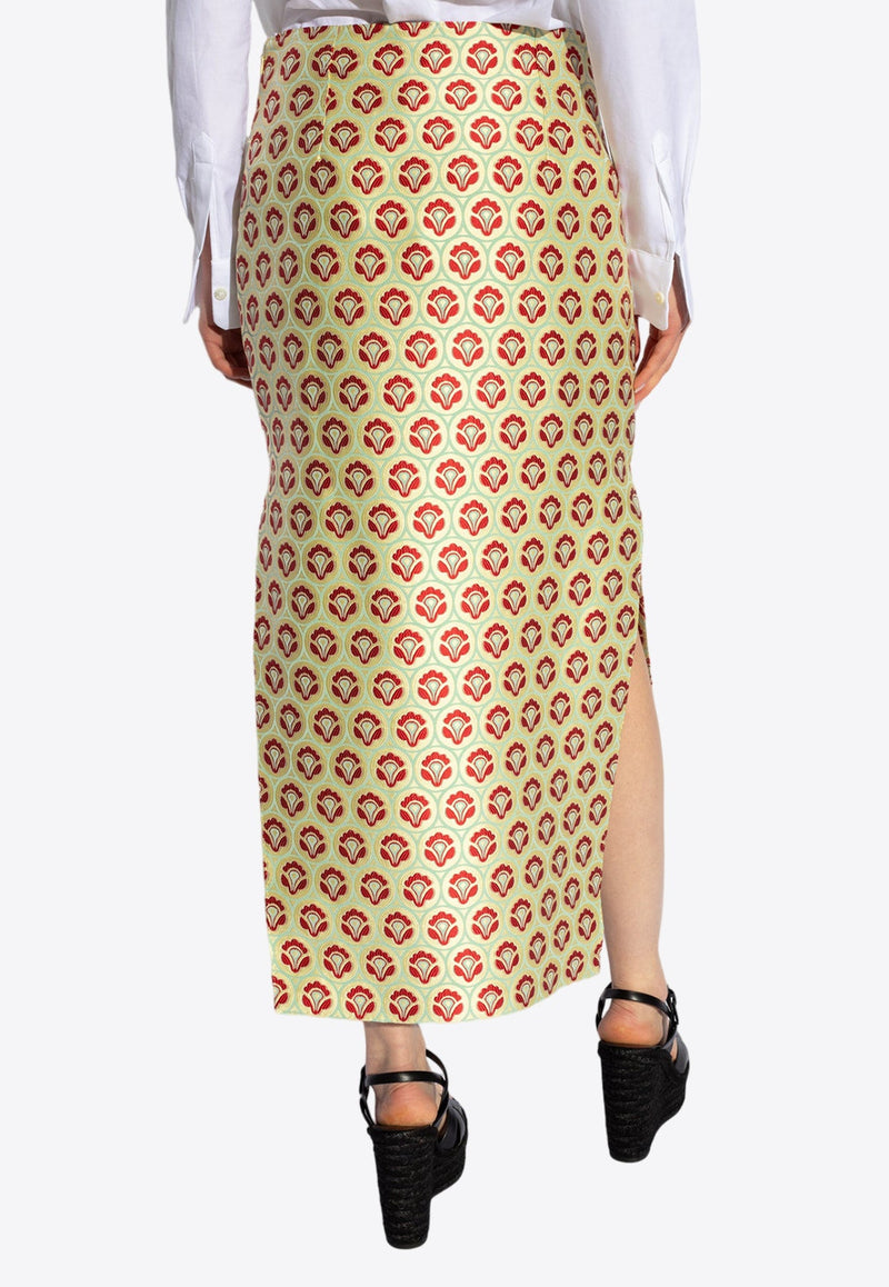 Aurea Motif Shiny Midi Skirt