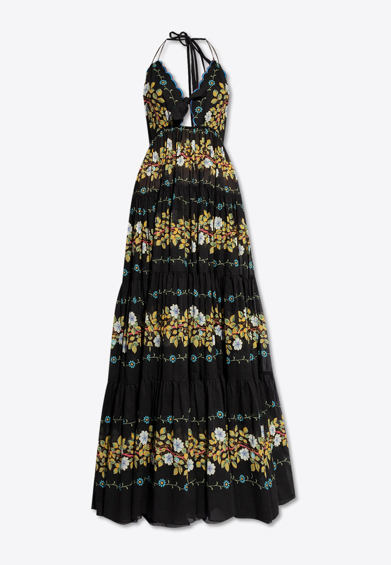 Floral Print Halterneck Maxi Dress