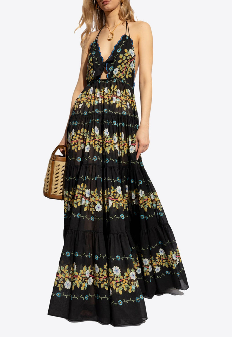 Floral Print Halterneck Maxi Dress