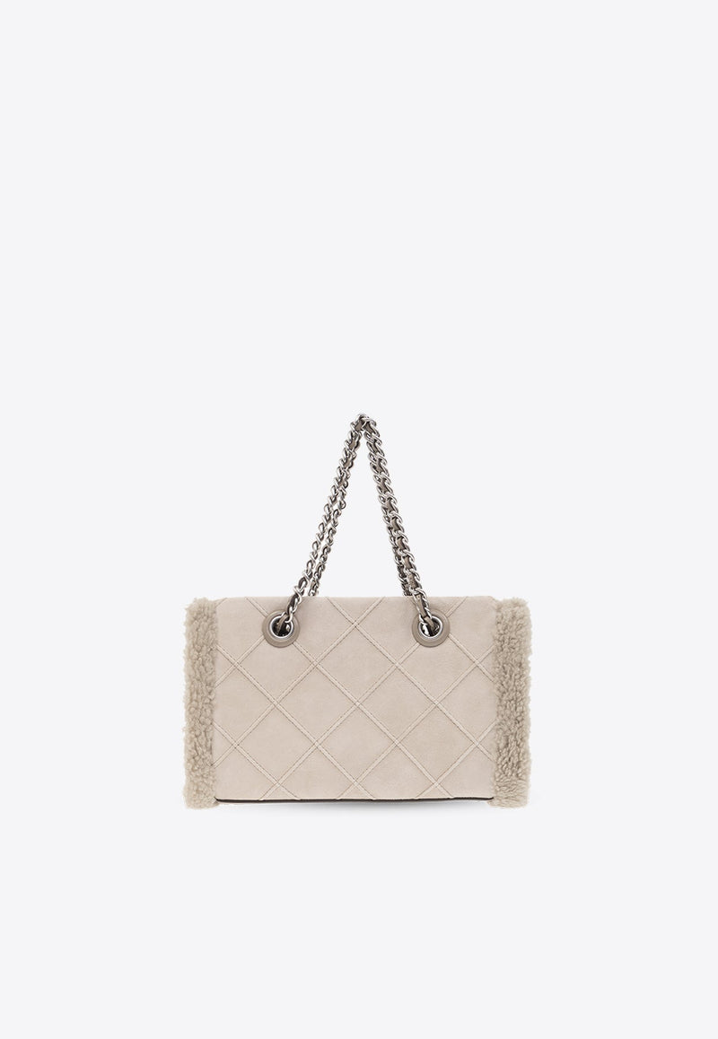 Mini Fleming Shearling-Trimmed Shoulder Bag