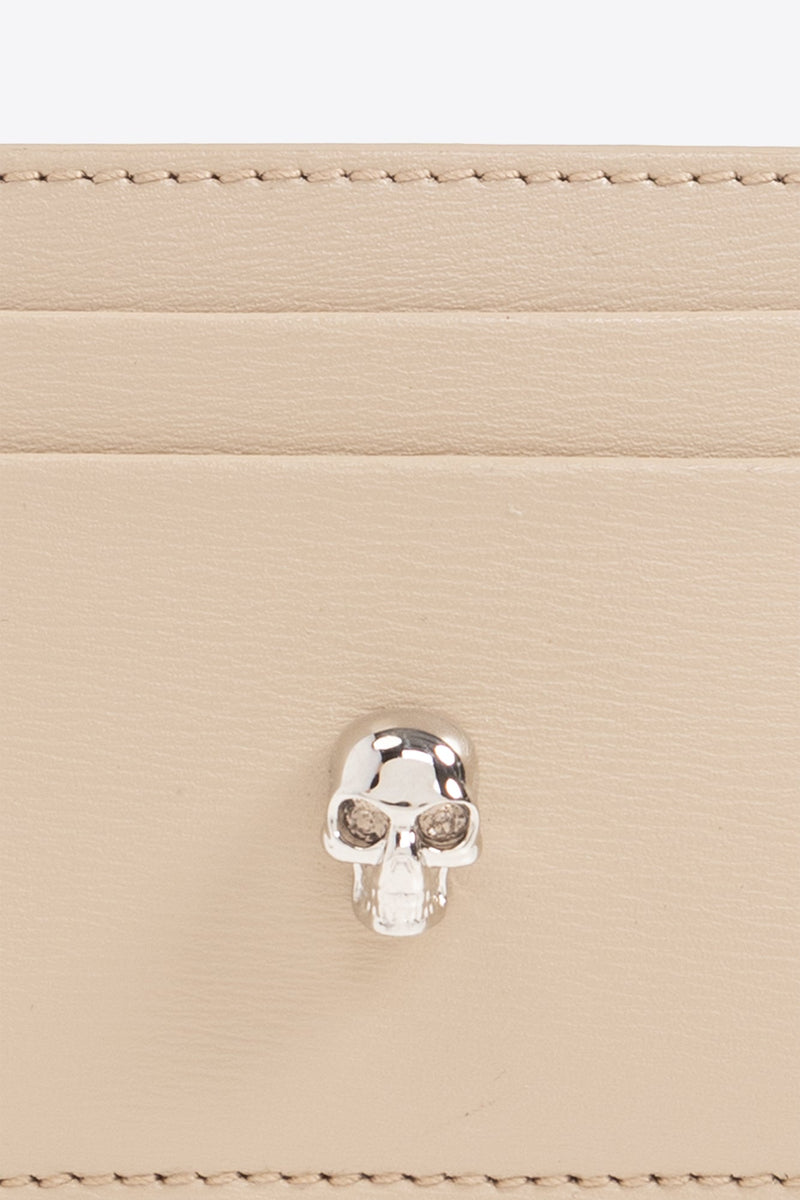 Skull Appliqué Leather Cardholder