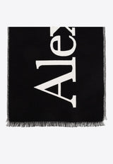 Logo Print Fringed Scarf