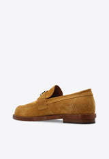 Seal Logo Suede Loafers