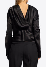 Cowl-Back Silk Crepe Blouse