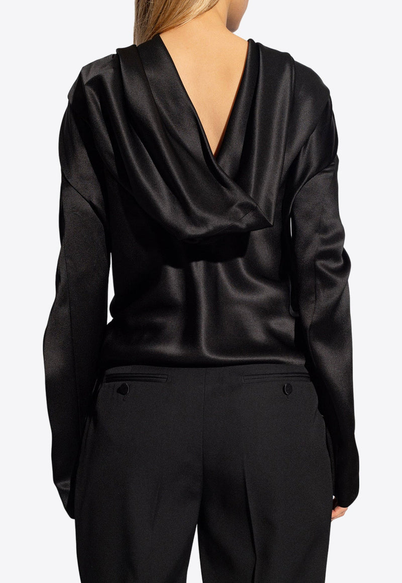 Cowl-Back Silk Crepe Blouse