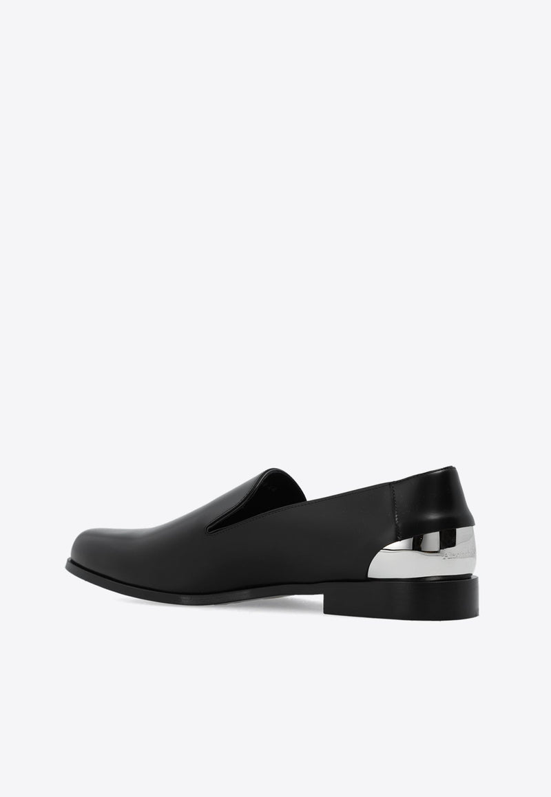 Metal Heel Leather Loafers
