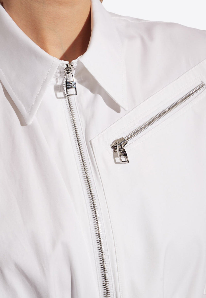 Zip-Up Midi Shirt Dress