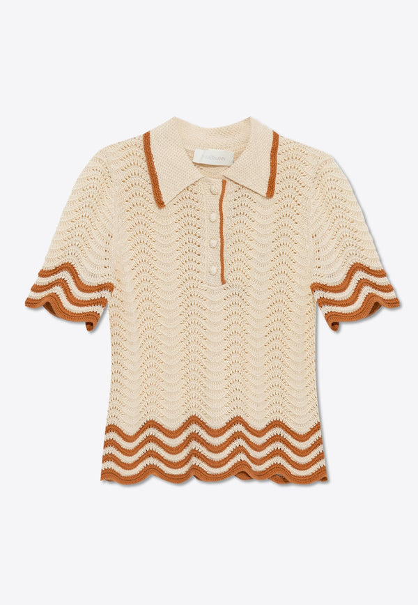 Junie Crochet Knit Polo T-shirt