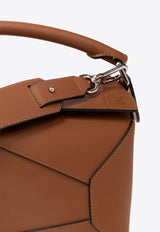 Puzzle Leather Top Handle Bag