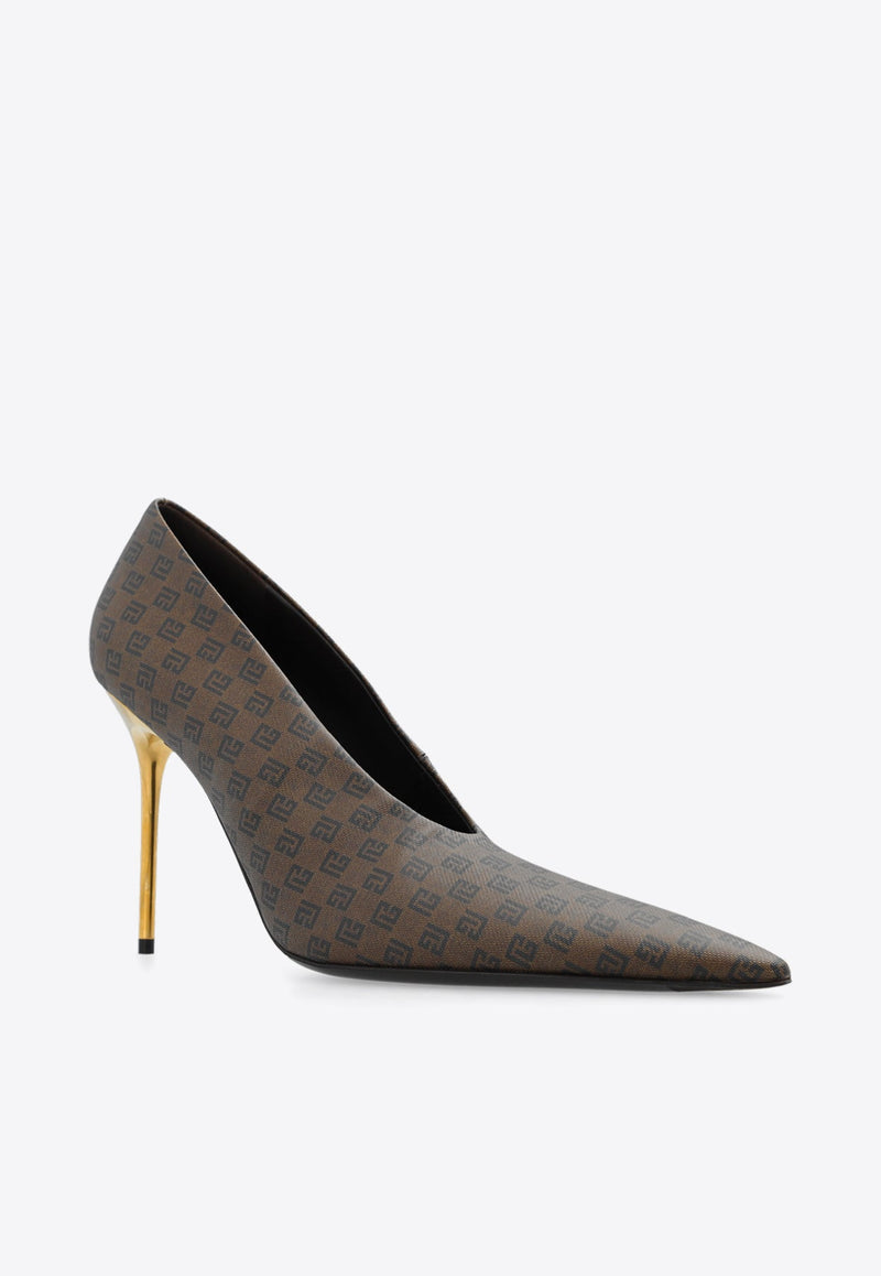 100 Monogram Pointed Pumps