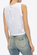 Flocked Logo Sleeveless Cropped T-shirt