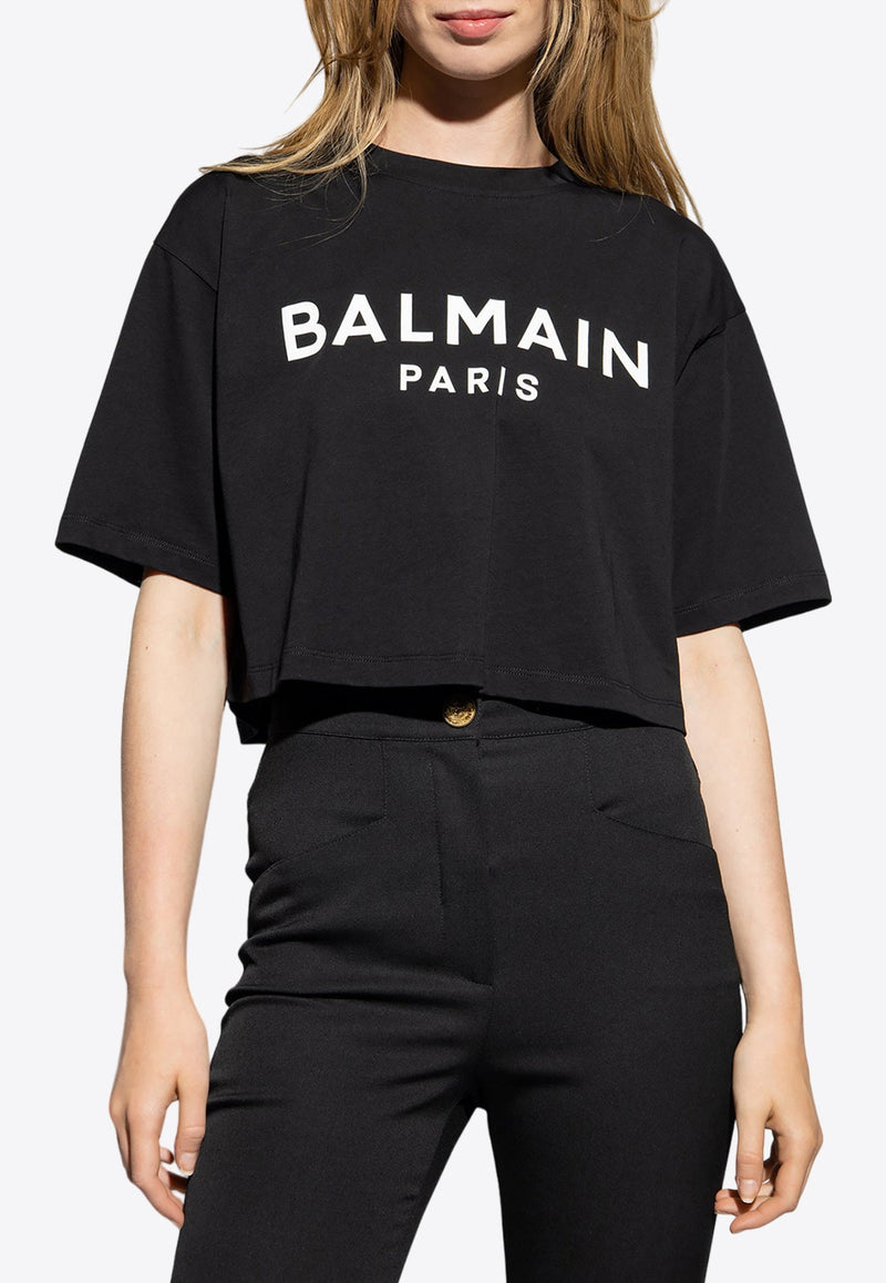 Logo Print Oversized Cropped T-shirt