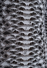 Snakeskin Textured Knit High-Neck Mini Dress