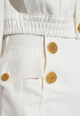 Button Embellished Denim Shorts