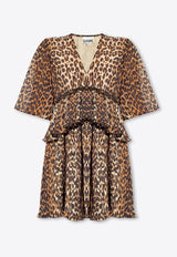 Leopard Print V-neck Mini Dress