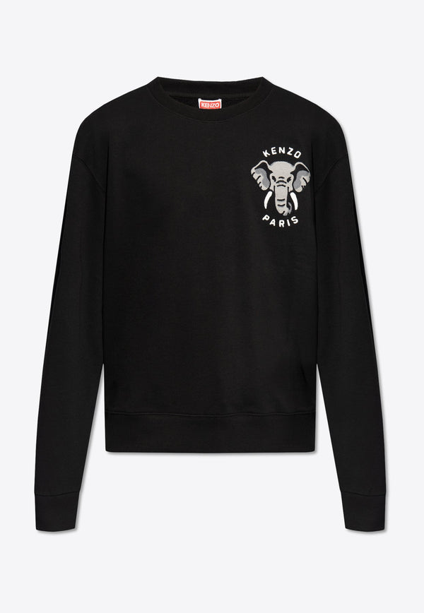 Elephant Embroidered Crewneck Sweatshirt
