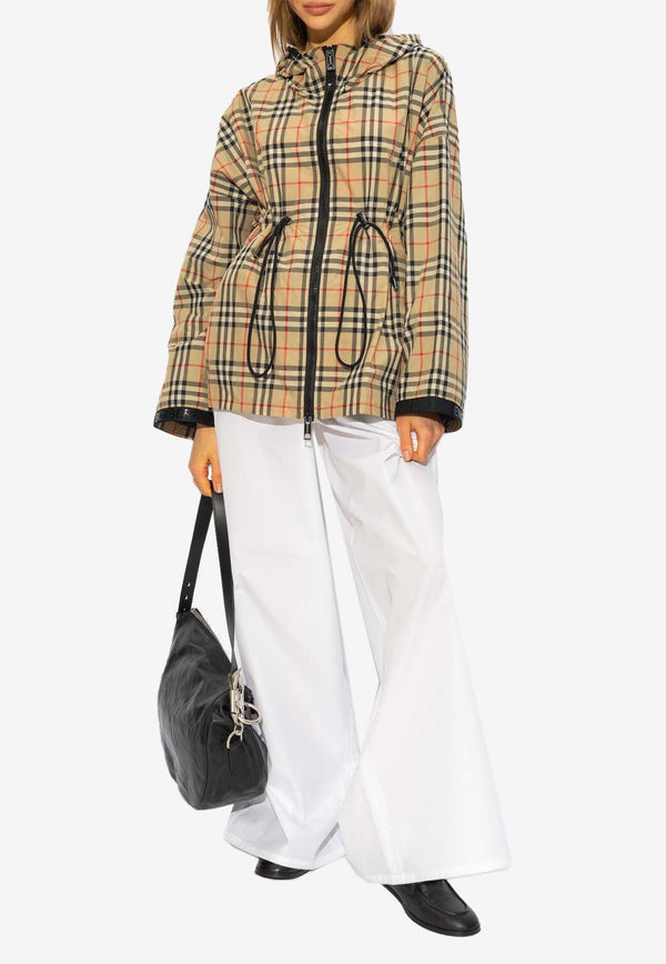 Plaid-Check Hooded Jacket