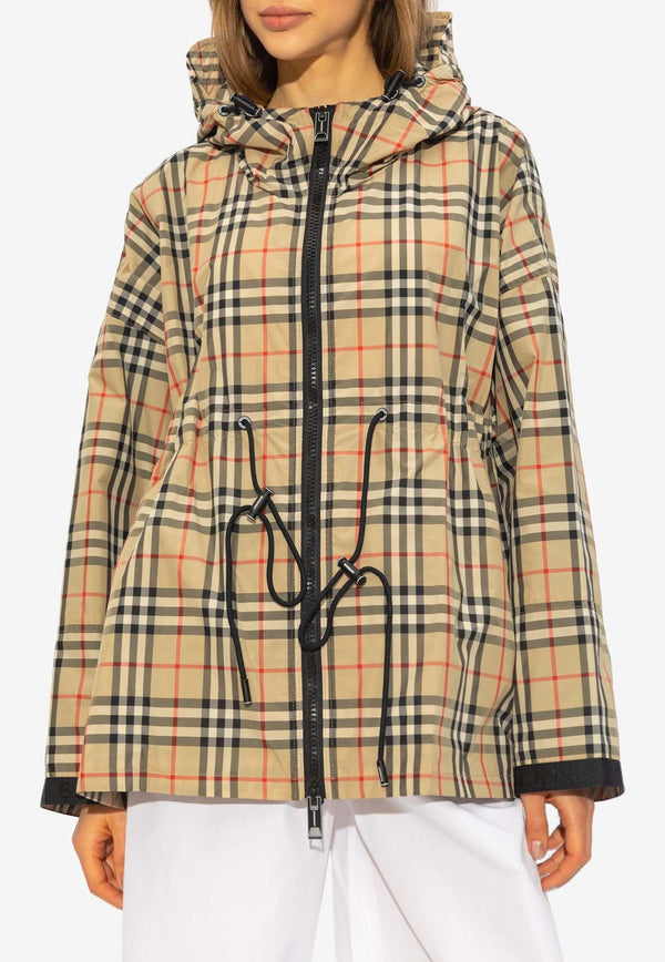 Plaid-Check Hooded Jacket