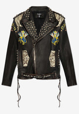 Western Leather Zip-Up Biker Jacket