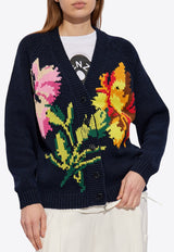 Floral Intarsia Knit Cardigan