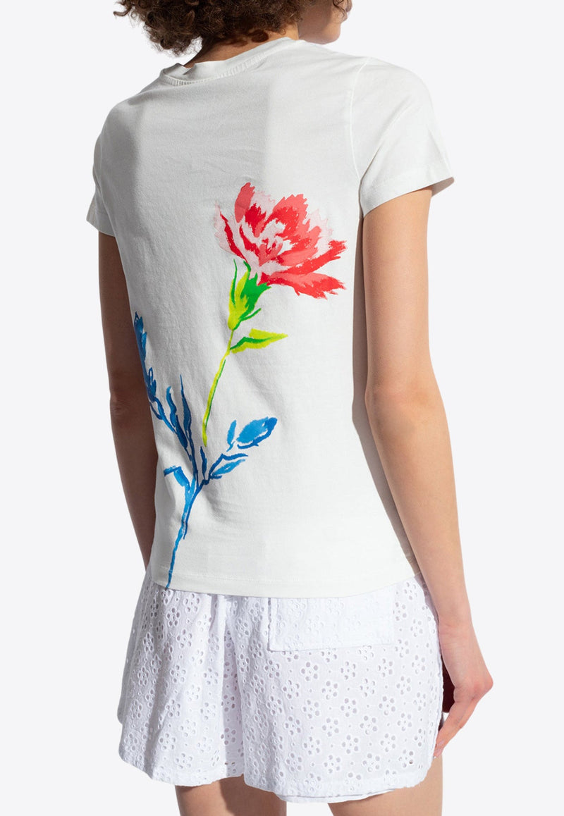 Drawn Flower Print T-shirt