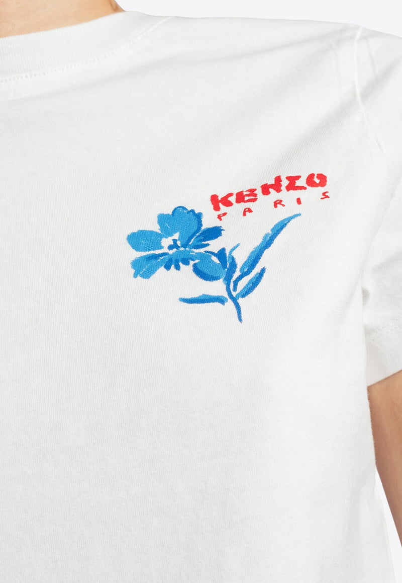 Drawn Flower Print T-shirt