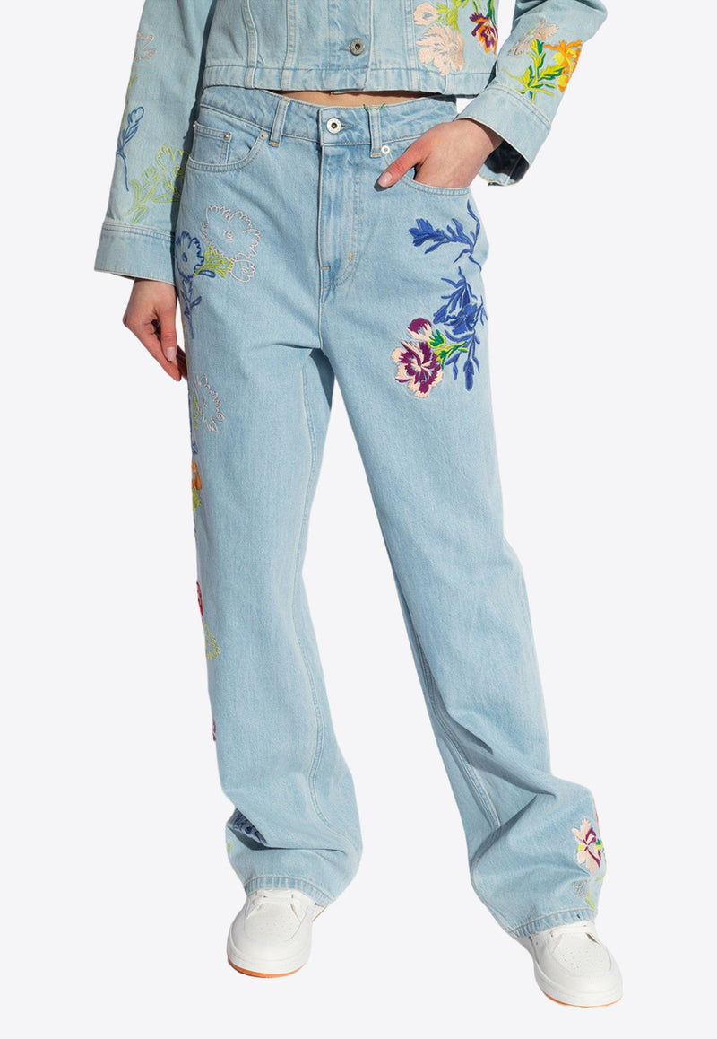 Ayame Embroidered Wide-Leg Jeans