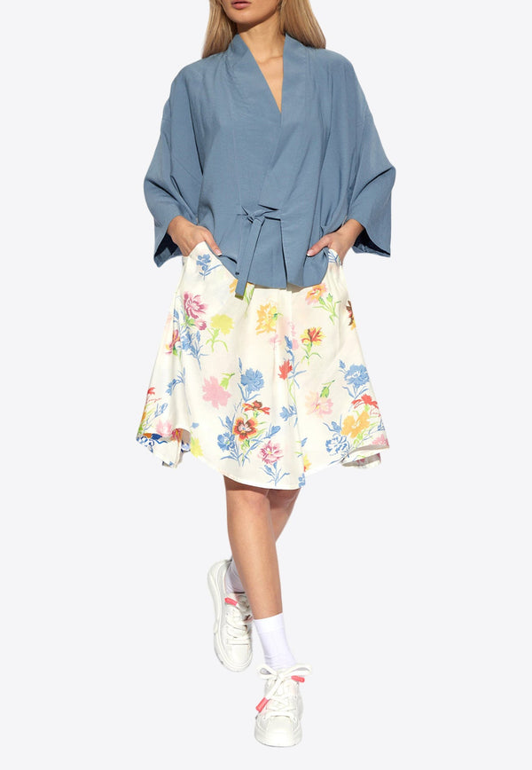 Drawn Flowers Midi Skirt