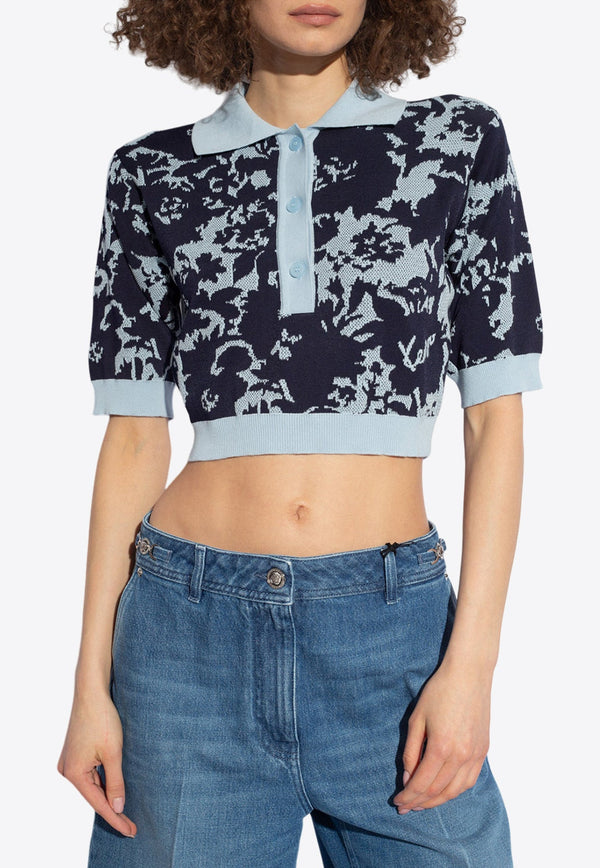 Flower Camo Cropped Polo T-shirt