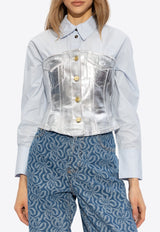 Foil Denim Corsage Top