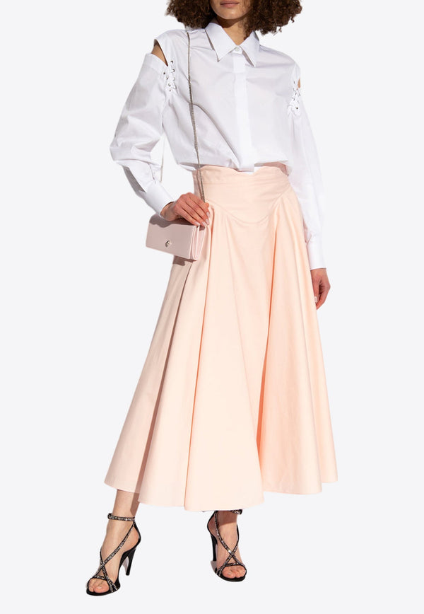 Pleated Midi Flared Skirt