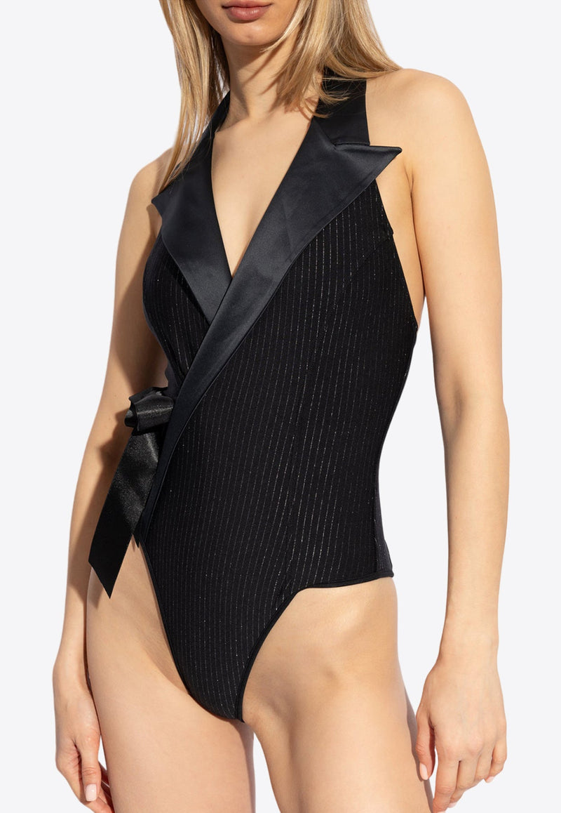 Pinstripe Lurex One-Piece Swimsuit